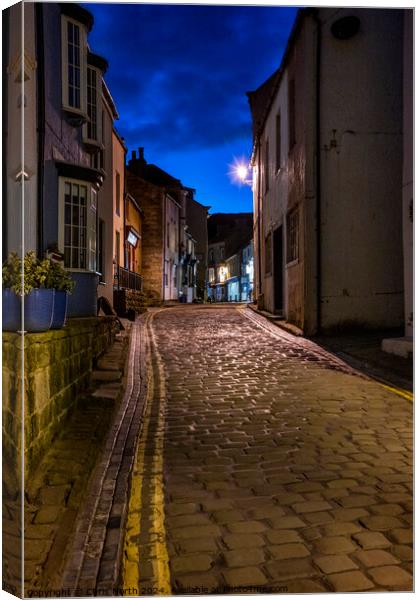 The  cobbled streets of Staithes.  Canvas Print by Chris North