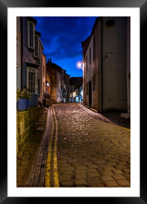 The  cobbled streets of Staithes.  Framed Mounted Print by Chris North