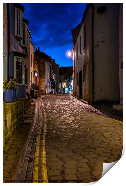 The  cobbled streets of Staithes.  Print by Chris North