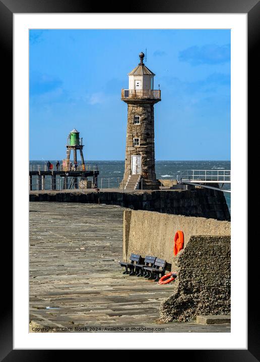 Whitby historic harbour entrance. Framed Mounted Print by Chris North