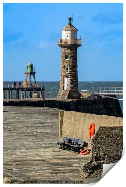 Whitby historic harbour entrance. Print by Chris North