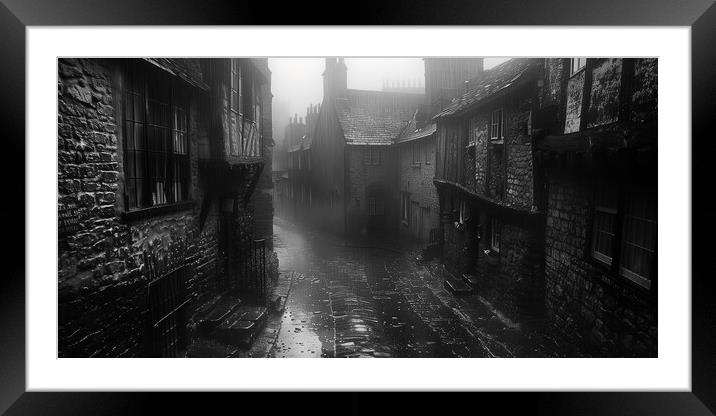 York backstreets Black and White Framed Mounted Print by T2 