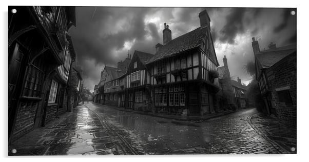 York backstreets Black and White Acrylic by T2 