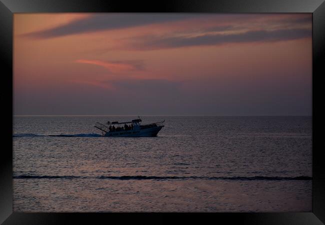 Sky sun boat Framed Print by Adrianna Bielobradek