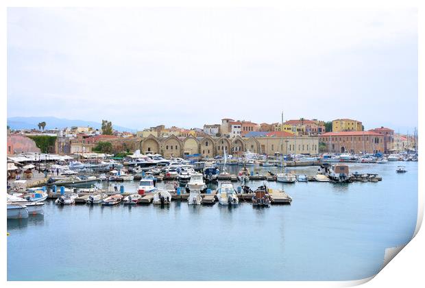 Port of Chania Print by Adrianna Bielobradek