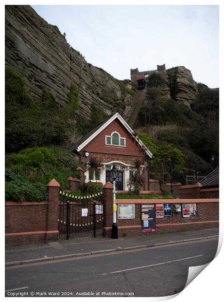 The East Hill Lift in Hastings. Print by Mark Ward