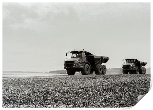 Milford on Sea - Coastal Defence Work Print by Stephen Young