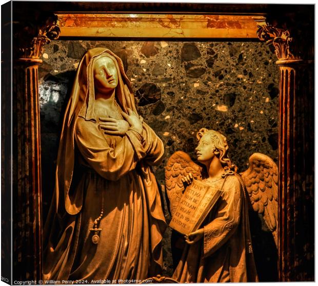 Annunciation Statue Angel Mary Santa Francesca Romana Rome Italy Canvas Print by William Perry