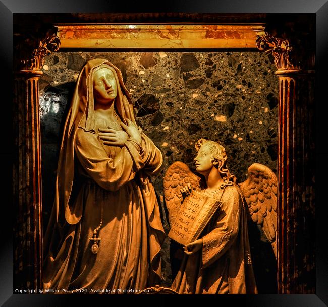 Annunciation Statue Angel Mary Santa Francesca Romana Rome Italy Framed Print by William Perry