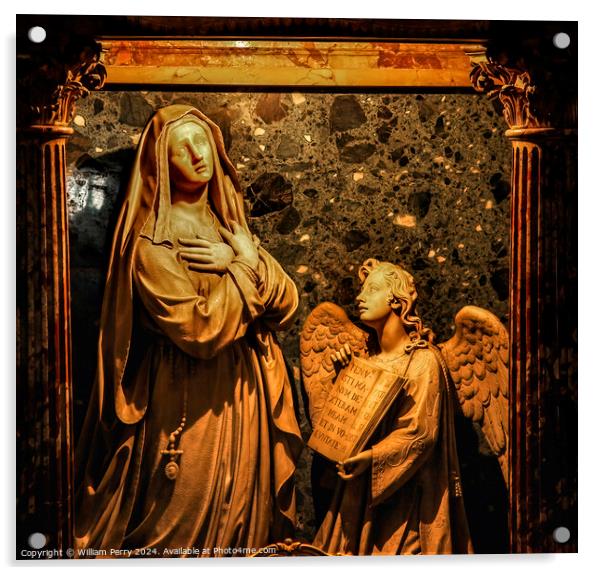 Annunciation Statue Angel Mary Santa Francesca Romana Rome Italy Acrylic by William Perry