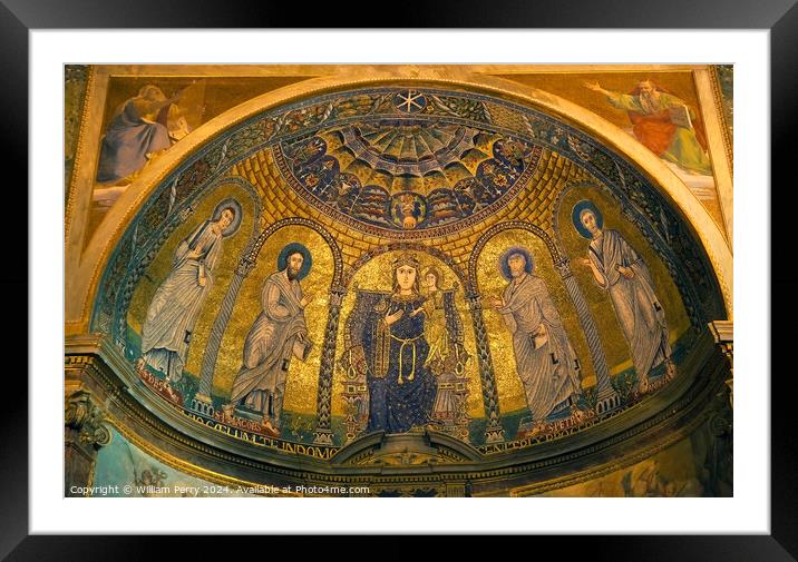 Ancient Mary Jesus Mosaic Santa Francesca Romana B Framed Mounted Print by William Perry