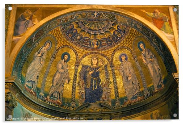 Ancient Mary Jesus Mosaic Santa Francesca Romana B Acrylic by William Perry
