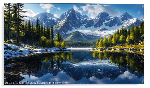 Alpine Lake Acrylic by Ian Mitchell
