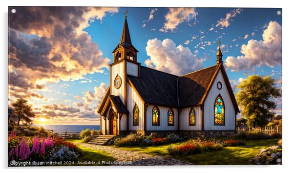 Church By The Sea Acrylic by Ian Mitchell