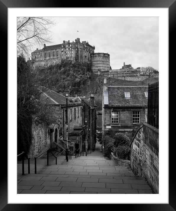 Edinburgh Castle Black and White  Framed Mounted Print by Anthony McGeever