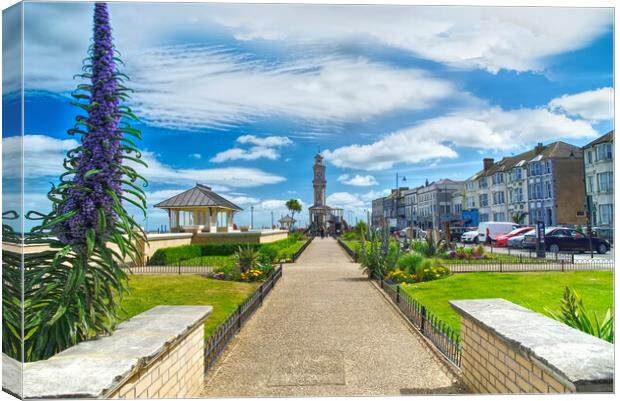 Herne Bay Promenade and Clock Tower Canvas Print by Alison Chambers