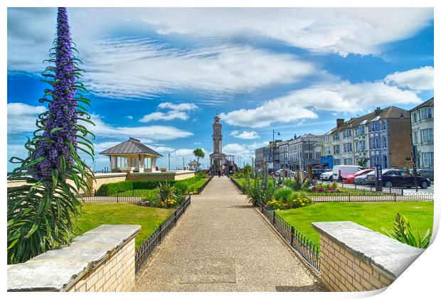 Herne Bay Promenade and Clock Tower Print by Alison Chambers