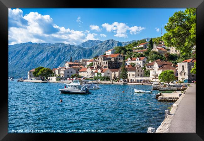 Waterfront at Perast on Bay of Kotor in Montenegro Framed Print by Angus McComiskey
