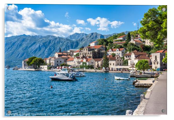 Waterfront at Perast on Bay of Kotor in Montenegro Acrylic by Angus McComiskey