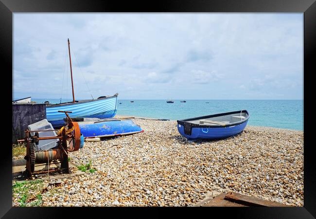 Selsey Bill Beach and Boats Framed Print by Diana Mower