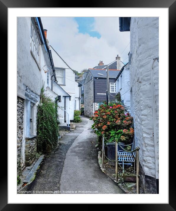 Port Isaac Back Street Framed Mounted Print by Diana Mower