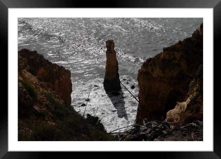 Algarve Coast With Steeple Rock In The Ocean Framed Mounted Print by Artur Bogacki