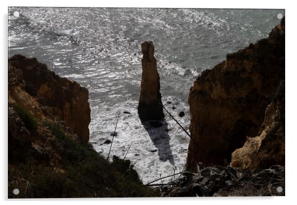 Algarve Coast With Steeple Rock In The Ocean Acrylic by Artur Bogacki