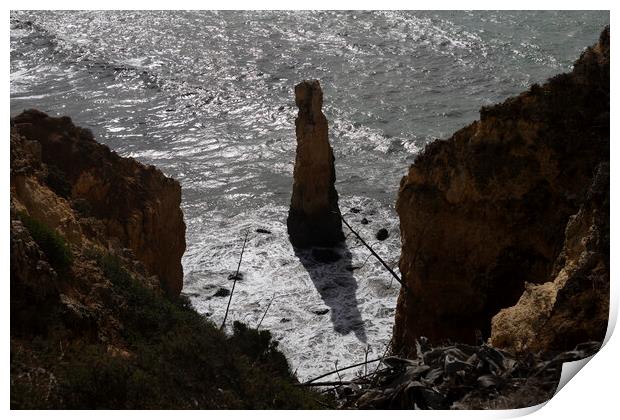 Algarve Coast With Steeple Rock In The Ocean Print by Artur Bogacki