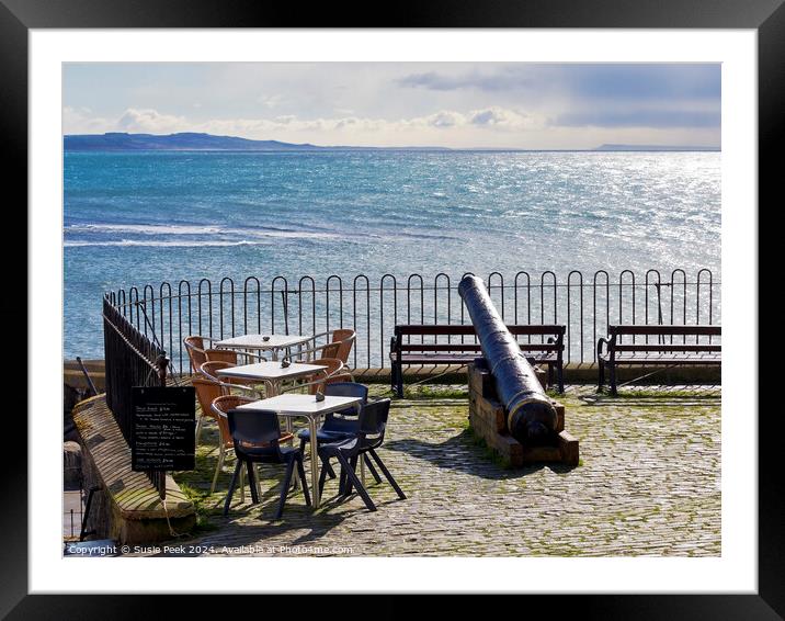 Outdoor Dining with a View over Lyme Bay Framed Mounted Print by Susie Peek