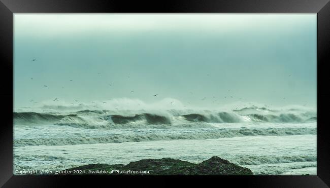 Wild Sea at Seafield Framed Print by Ken Hunter