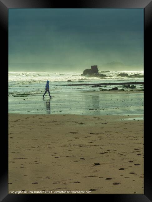 Wild Beach Walk Framed Print by Ken Hunter