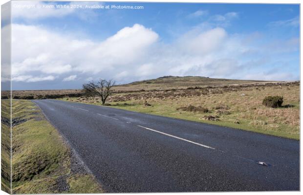 Dartmoor Devon road after the rain Canvas Print by Kevin White