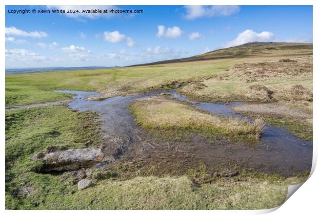 Walk to Cox Tor after the rains Print by Kevin White