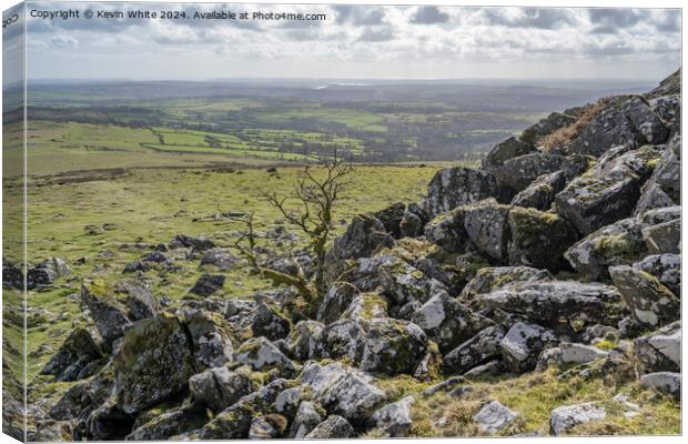 View to Tavistock area from Cox Tor  Canvas Print by Kevin White