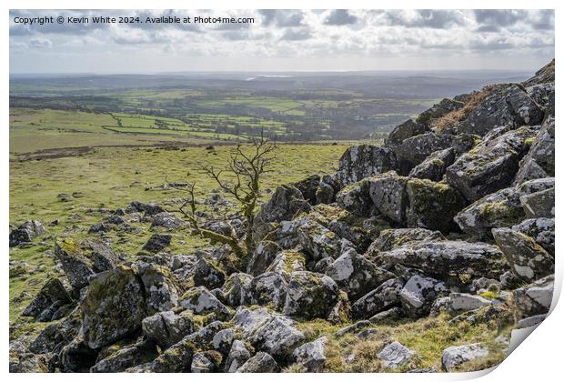 View to Tavistock area from Cox Tor  Print by Kevin White