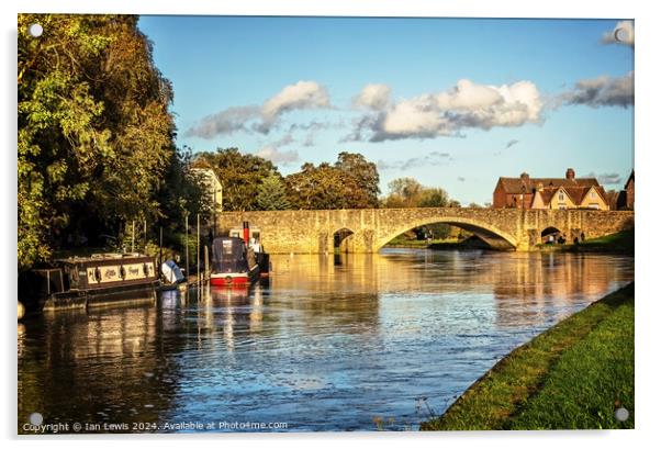 October at Abingdon Bridge Acrylic by Ian Lewis