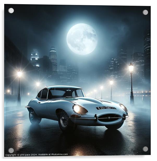 E Type Jag Acrylic by phil pace