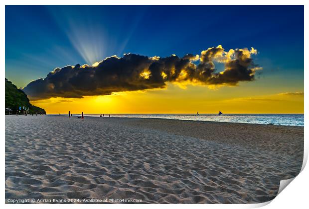 Sunset Boracay Philippines Print by Adrian Evans