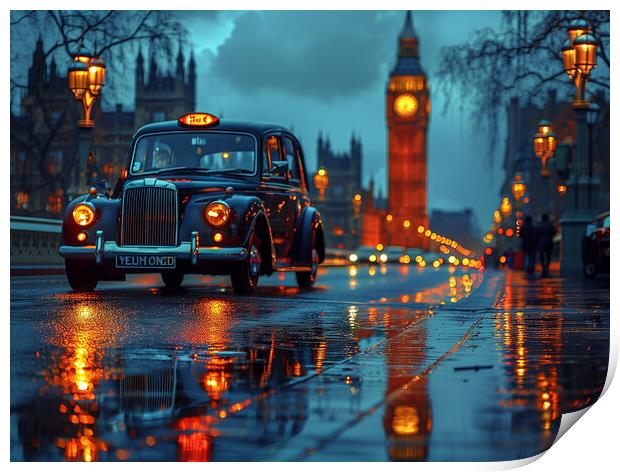 London Black Cab Print by Steve Smith