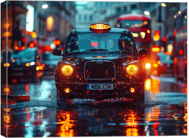 London Black Cab Canvas Print by Steve Smith