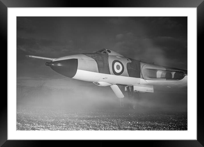 Vulcan Bomber in the Mist Framed Mounted Print by J Biggadike