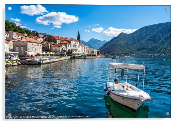 Perast waterfront on Bay of Kotor in Montenegro Acrylic by Angus McComiskey
