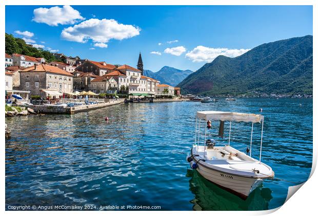 Perast waterfront on Bay of Kotor in Montenegro Print by Angus McComiskey