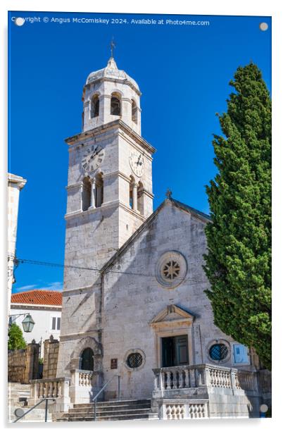 Church of St Nicholas in Cavtat, Croatia Acrylic by Angus McComiskey