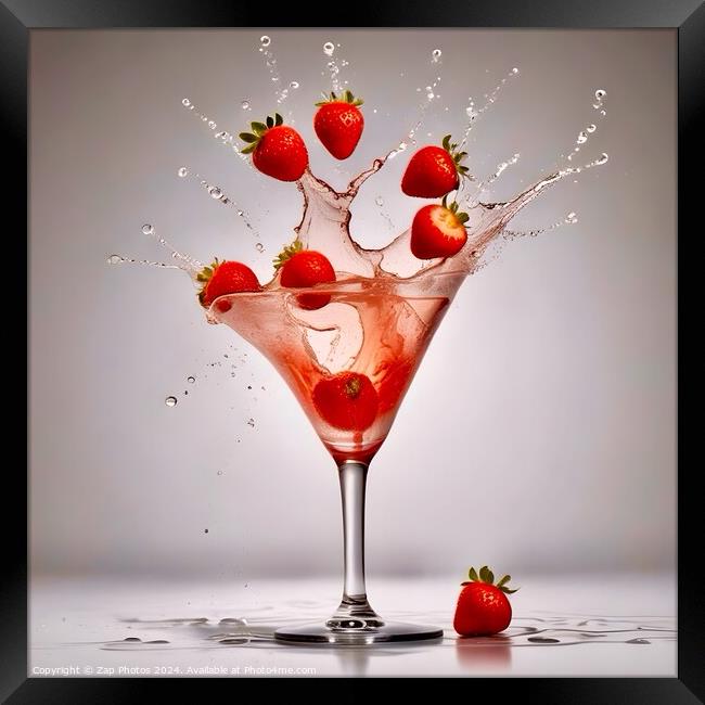Strawberry Splash Framed Print by Zap Photos