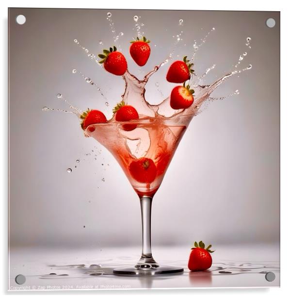 Strawberry Splash Acrylic by Zap Photos