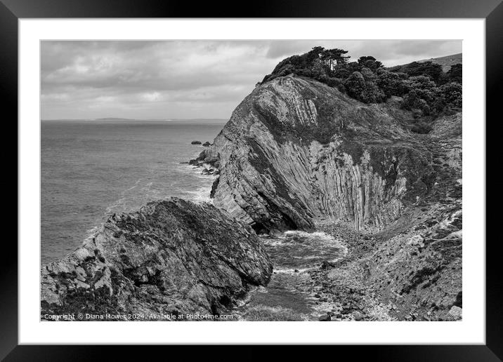 Stair Hole Dorset Monochrome Framed Mounted Print by Diana Mower