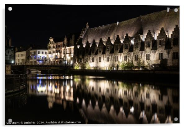  'Groot Vleeshuis', Ghent, Belgium by night Acrylic by Imladris 