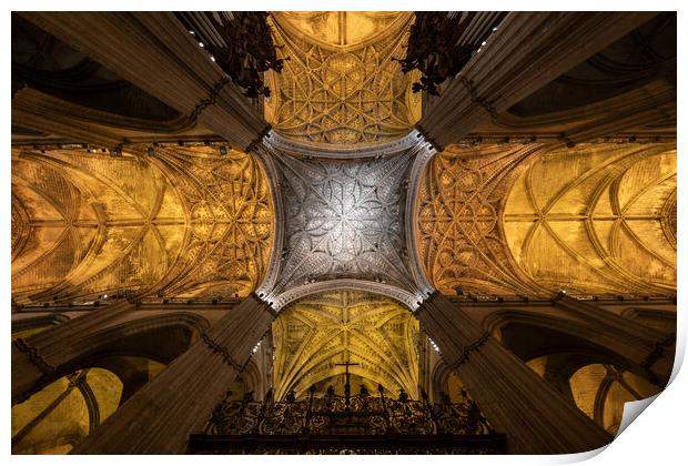 Seville Cathedral Interior Gothic Architecture Print by Artur Bogacki