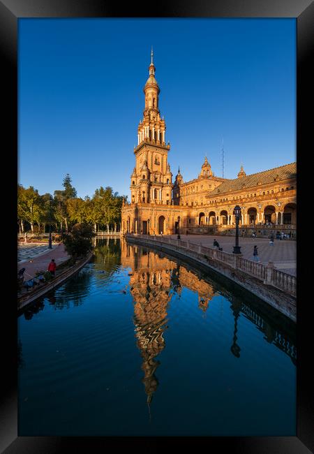Plaza de Espana North Tower at Sunrise in Seville Framed Print by Artur Bogacki
